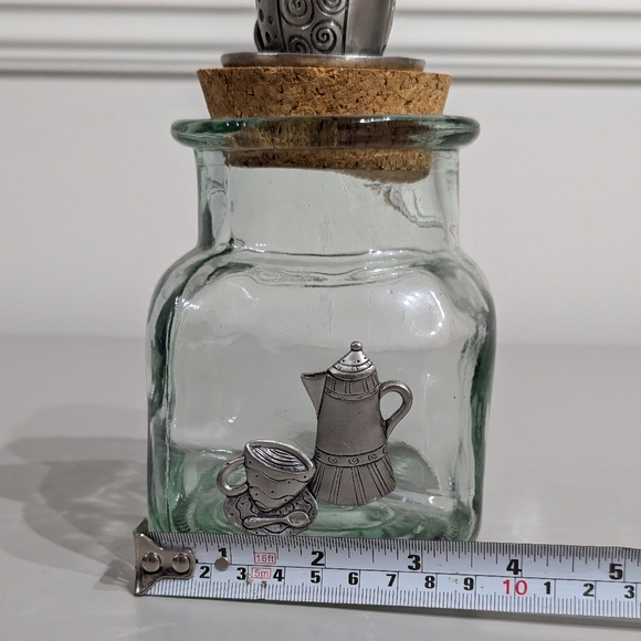 Vintage 90s Friends Era Pewter Recycled Glass Coffee Bean/tea Jar - Picture 2 of 13